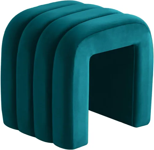 Miniatura 16 de Flouki Taburetes otomanos tapizados, otomanos de arco multifuncionales, taburetes de maquillaje de lujo, otomanas de felpilla para dormitorio