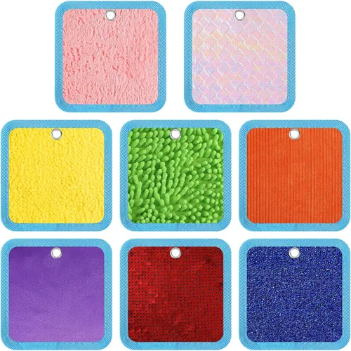 Miniatura 8 de Boao Juego de 8 mini alfombrillas sensoriales surtidas texturizadas, azulejos sensoriales para el suelo, juguetes táctiles educativos