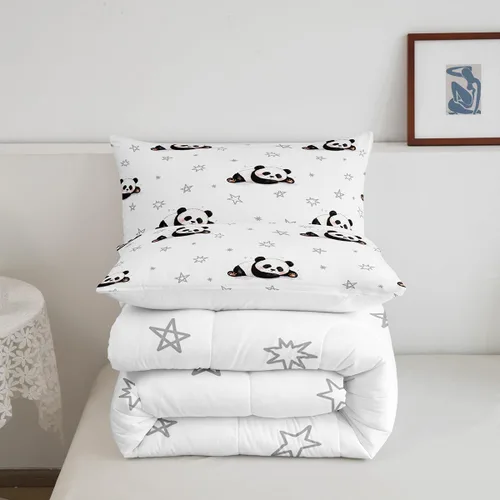 Miniatura 5 de Feelyou Juego de edredón de panda de dibujos animados para niños, edredón de animales lindos para niños y niñas, juego de ropa de cama kawaii panda