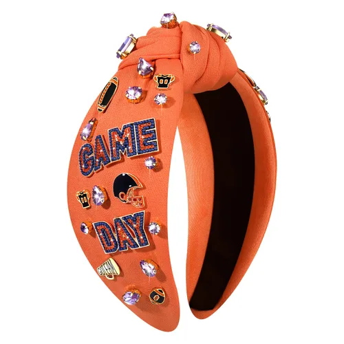 Miniatura 10 de Diadema de fútbol para mujer, accesorios de fútbol con cuentas de diamantes de imitación, diadema anudada con cristales adornados para el día
