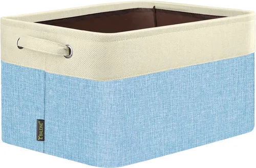 Miniatura 8 de BALEINE 1 paquete de contenedores de almacenamiento de tela para estantes, cestas de almacenamiento de lino para organizar, contenedores decorativos