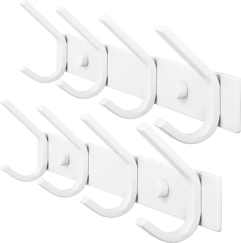 Miniatura 21 de WEBI Perchero de pared, 8 ganchos, 24" de largo, ganchos para colgar abrigos montados en la pared, gancho para colgar abrigos, estante de ganchos