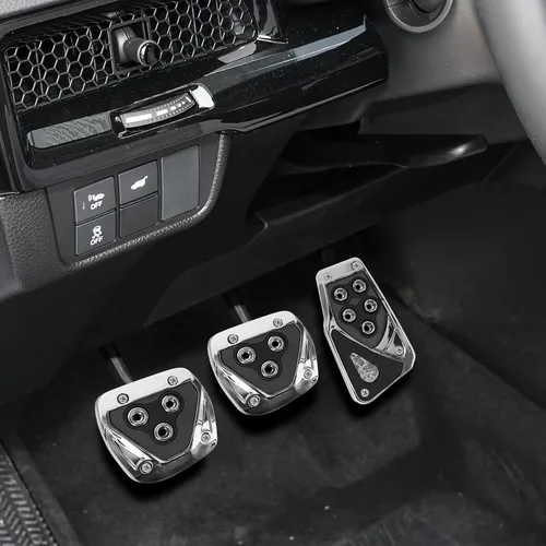 Zufoty 3 piezas de almohadillas de pedal de aluminio antideslizantes para coche, cubiertas de pedal de freno de transmisión manual, cubiertas de