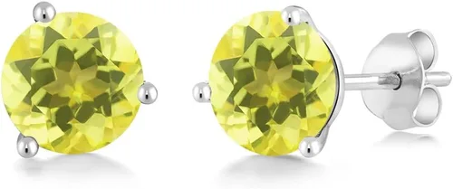 Miniatura 33 de Gem Stone King Aretes de oro de 14 quilates, 0.236 in, piedra natal redonda, Martini, 3 puntas, aretes de oro para mujer