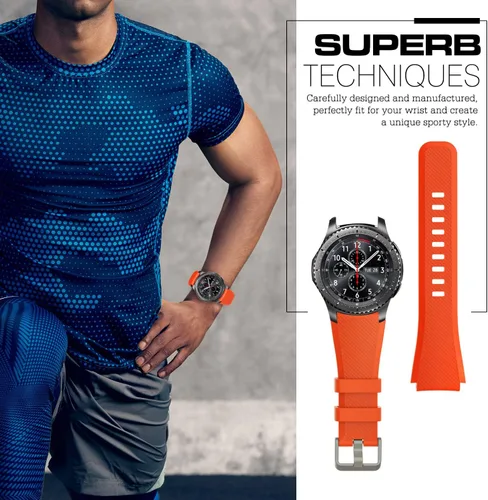 Miniatura 5 de TiMOVO Correa compatible con Samsung Gear S3 Frontier/Galaxy Watch 3 1.772 in/Galaxy Watch 1.811 in, 0.866 in Correa de silicona suave para S3
