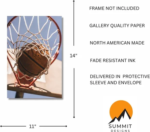 Miniatura 2 de Impresiones artísticas de pared de baloncesto, individuales (11 x 14) sin marco, decoración de sala de baloncesto para hombres, niños, adolescentes