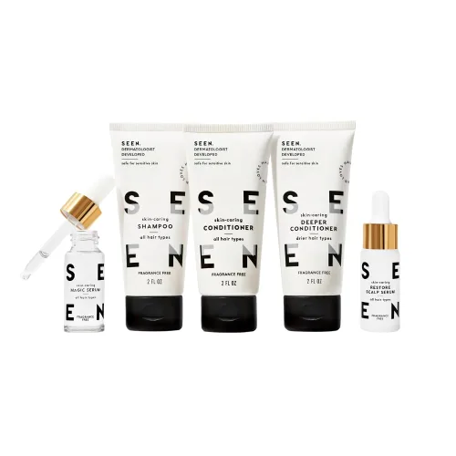 SEEN Discovery Kit - Sin fragancia - Juego de cabello no comedogénico - Desarrollado por dermatólogos - Seguro para pieles sensibles, eccema y acné