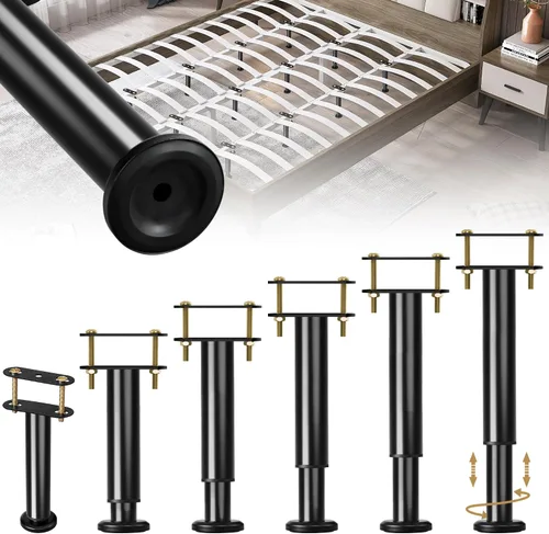 Miniatura 11 de 4 patas de soporte de cama de altura ajustable, patas de soporte de metal de 6 a 9 pulgadas debajo del marco de la cama, piezas de repuesto de patas