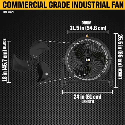 Miniatura 2 de CAT Ventiladores - Ventilador de tambor de alta velocidad de 18 pulgadas con hoja de grado industrial resistente (amarillo, 2 en 1): 3,400 CFM