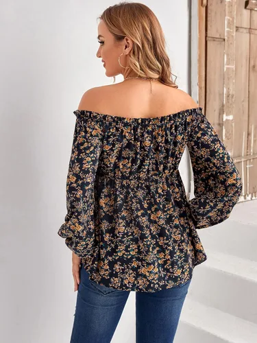 Miniatura 2 de Floerns Blusa de maternidad Ditsy Floral con hombros descubiertos para mujer
