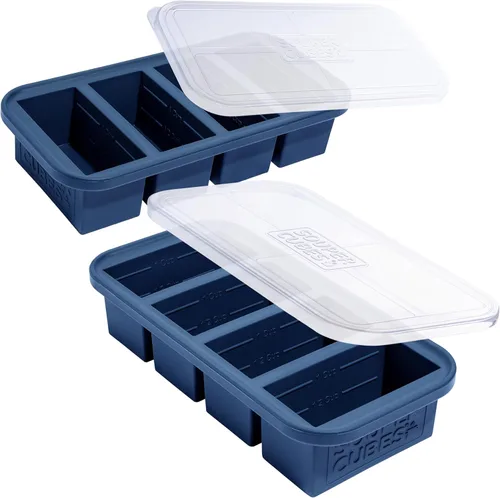 Miniatura 18 de Souper Cubes Bandeja de Silicona para Congelador de 1 Taza con Tapas, Perfecta para Almacenar Caldo, Sobras, Arroz, Salsa y Más, Moldes de Silicona