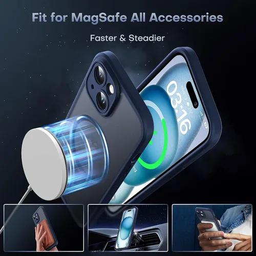 Miniatura 261 de TOCOL Funda para iPhone 11, compatible con Magsafe, protección completa de cámara, imanes integrados, protección contra caídas, funda translúcida