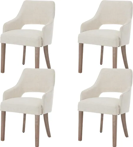 Miniatura 10 de Juego de 2 sillas de comedor tapizadas de piel sintética con respaldo hueco, asiento acolchado, patas de madera para restaurante/decoración