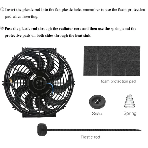 Miniatura 4 de 1 juego de montaje de ventilador, kit de montaje de correas de ventilador de radiador eléctrico para ventilador de radiador eléctrico de vehículo