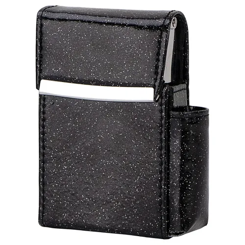 Miniatura 25 de Caja de cigarrillos deslizante de piel sintética con soporte para encendedor y trabilla para cinturón para hombres y mujeres, unisex