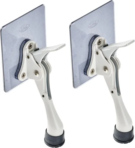 Miniatura 7 de HOME&I Tope de puerta abatible de 4 pulgadas con placa de montaje autoadhesiva grande, tope de puerta ajustable resistente, soporte de puerta Níquel