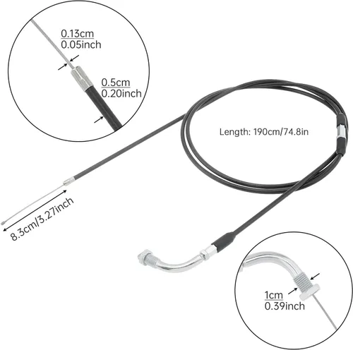 Miniatura 2 de Windance Cable del acelerador de repuesto de motocicleta de alto rendimiento, 74.8 in, cable de acelerador de carburador deslizante plano ajustable