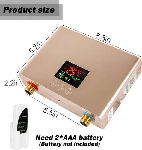 Miniatura 4 de Calentador de agua eléctrico sin tanque de 110 V 3000 W bajo fregadero bajo demanda calentador de agua caliente instantáneo para cocina baño lavado