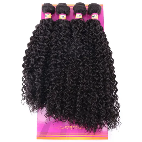Miniatura 22 de Extensiones de cabello rizado afro rizado, sintético, tejido rápido, extensiones de cabello de fibra de alta temperatura para mujeres, color negro