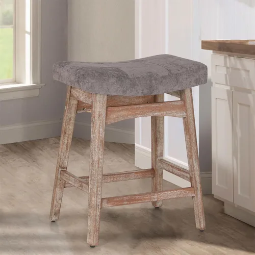 Miniatura 18 de Taburetes de altura para mostrador Sophia & William, taburetes de 24" con patas de madera maciza, taburetes de altura de mostrador tapizados en tela