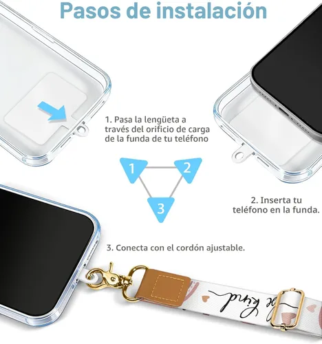 Miniatura 7 de Yonlevres Cordón para Teléfono con Correa de Muñeca Cruzada, Cordón para Teléfono Celular Be Kind para Alrededor del Cuello, Correa Ajustable