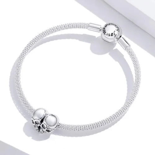 Miniatura 3 de Pulseras de plata de ley 925 para mujer, cuentas de calavera de Halloween, para pulseras Pandora y amigas (dijes de calavera plateada), Cristal