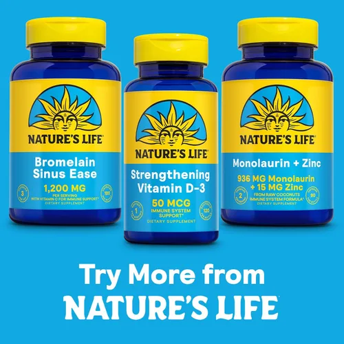 Miniatura 6 de Nature's Life Bromelain Sinus Ease 1200 mg - Suplemento de apoyo inmunológico con vitamina C, más quercetina - Suplemento de salud inmunológica