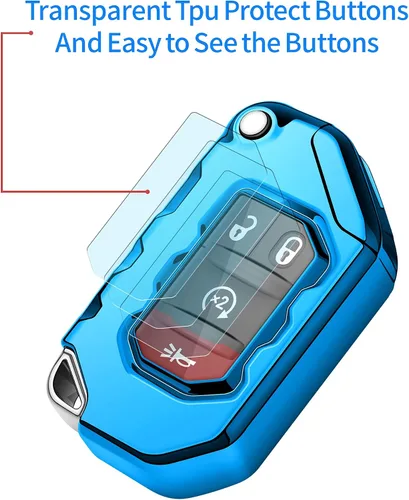 Miniatura 3 de Compatible con funda para llavero Jeep con llavero de cuero, funda de protección de TPU suave para llave de control remoto Wrangler JL JLU Rubicon