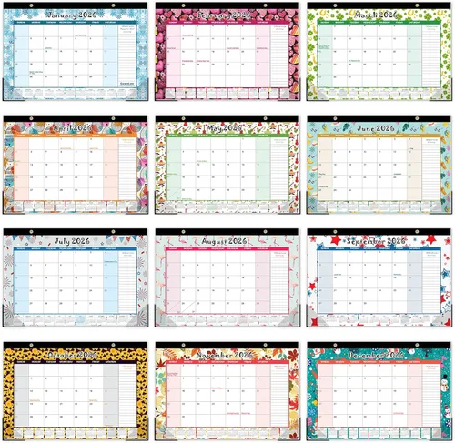 Miniatura 3 de GuassLee Calendario de escritorio 2026-2027, Calendario de escritorio con páginas mensuales de 17 x 11.5 pulgadas, desde enero de 2026 hasta junio