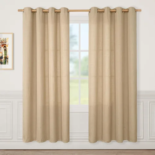Miniatura 44 de LAMIT Cortinas de Lino Blancas Semitransparentes para Dormitorio, Paneles Filtrantes de Luz, Cortinas de Lino con Ojales de Protección de Privacidad