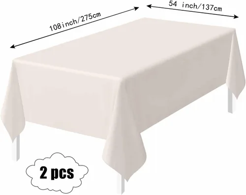 Miniatura 3 de HEIPINIUYE - Juego de 2 manteles desechables color beige, 54 x 108 pulgadas, de plástico, manteles impermeables rectangulares desechables