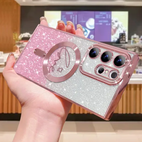 Miniatura 93 de ZONRW - Funda para Samsung Galaxy S22 Ultra magnética, para mujeres y niñas, cubierta trasera suave, lujosa, con corazón de amor, bling, degradado
