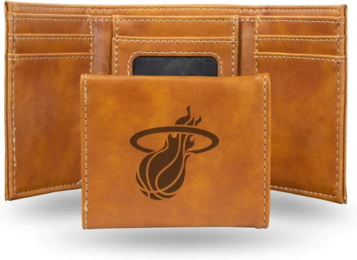 Miniatura 30 de NBA Rico Industries - Billetera triple grabada con láser y tres pliegues, accesorio para hombre Negro