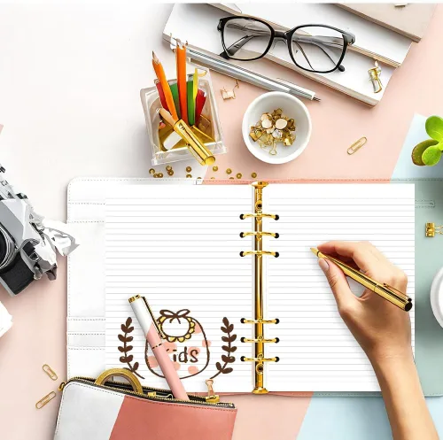 Miniatura 8 de Paquete de 3 repuestos de papel rayado A5 – 6 agujeros perforados, 300 hojas/600 páginas de papel rayado, recambios para planificador