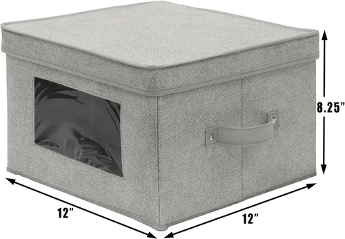 Miniatura 4 de Simple Houseware Contenedor de almacenamiento con ventana transparente, asas y tapa, paquete de 3, color gris