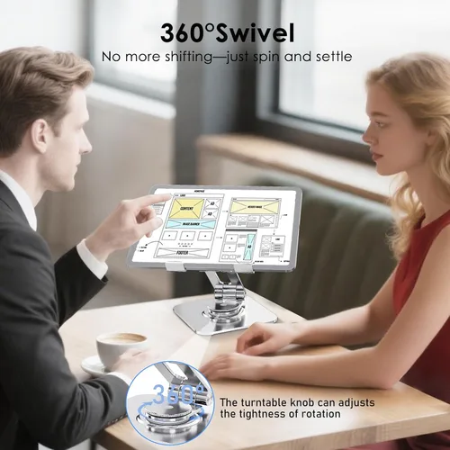 Miniatura 4 de Soporte para tablet para escritorio, giratorio de 360° para soporte de iPad, soporte ajustable de aluminio para tableta, compatible con iPad Pro Air