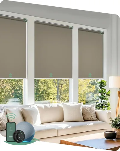 Miniatura 21 de Yoolax - cortinas enrollables motorizadas sin cenefa Vinilo opaco gris claro