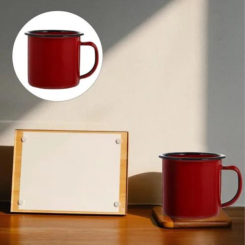 Miniatura 9 de BESPORTBLE Taza de camping esmaltada, 8 onzas, tazas de hierro vintage, taza de té con asa, taza de café para acampar, pescar, picnic, uso al aire
