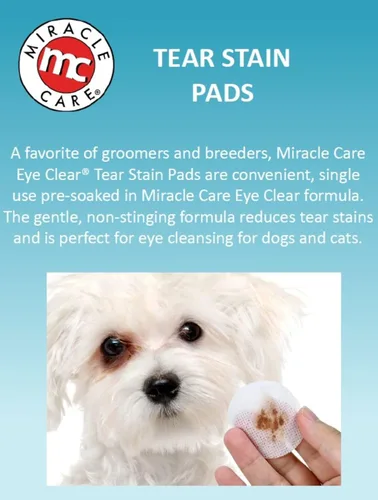 Miniatura 5 de Miracle Care Almohadillas para manchas de lágrimas, 90 almohadillas preempapadas de un solo uso para limpiar y calmar suavemente los ojos de perros