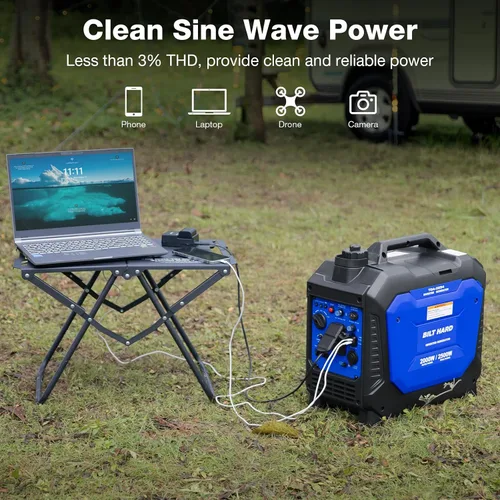 Miniatura 3 de BILT HARD Generador de gas de 2500 W, generador inversor silencioso de 4 tiempos de 80 cc con sensor de CO, listo para paralelo, receptáculo dúplex