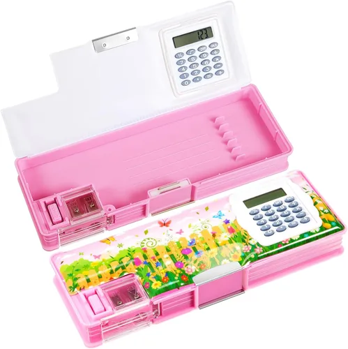 Miniatura 17 de Henoyso Caja de lápices multifuncional para niñas, estuche de alpaca con calculadora y sacapuntas, estuche lindo y genial, suministros escolares