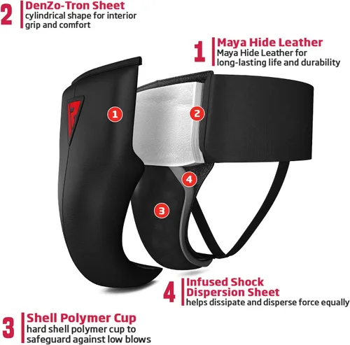 Miniatura 4 de RDX Protector de ingle para boxeo, Muay Thai, Kickboxing y entrenamiento de MMA, equipo de cuero Maya Hide Abdo para artes marciales, protector