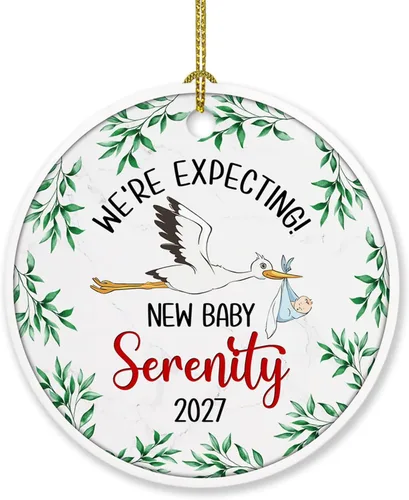 Miniatura 13 de Adorno personalizado para bebé que llega 2027, adorno de Navidad de Bump, elige el nombre del bebé y el año de Navidad para el nuevo abuelo abuela