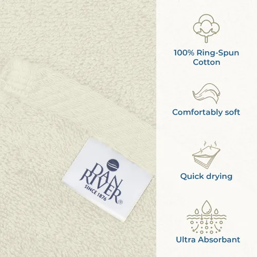 Miniatura 151 de DAN RIVER Paquete de 2 sábanas de baño de 35x70 pulgadas, sábanas de baño jumbo acanaladas para adultos, toallas grandes gruesas y absorbentes