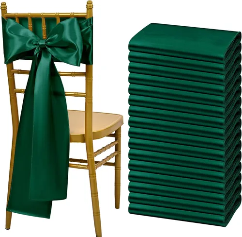 Miniatura 30 de Showgeous 60 cintas decorativas de satén negro para silla, lazos para decoración de banquetes, fiestas, baby shower, eventos (7 x 108 pulgadas)