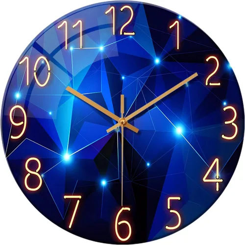 Miniatura 17 de Reloj de pared moderno negro y dorado con pilas, reloj de pared silencioso de 12 pulgadas, reloj de pared de vidrio sin tictac para sala de estar