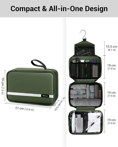 Miniatura 3 de Bolsa de aseo Maliton para hombres y mujeres Bolsa de aseo de viaje Bolsa de aseo colgante Organizador de higiene con 4 compartimentos Bolsa