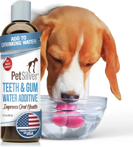 PetSilver Aditivo de agua para dientes y encías para el cuidado dental, ambientador de aliento de mascotas, dirige el sarro, la placa y promueve el