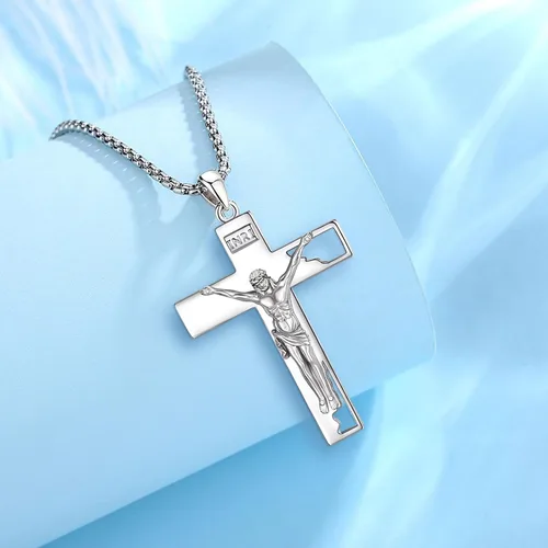 Miniatura 247 de EUDORA Collar de plata de ley 925, San Cristóbal y San Benito, San Miguel, Virgen María, San Judas Tadeo, Cruz de Buen Pastor y Arcángel, Medalla