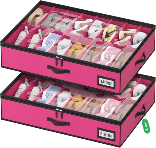 Miniatura 13 de homyfort Organizador de zapatos debajo de la cama, para 12 pares y 4 pares de botas, materiales resistentes y transpirables, solución de 2 Zapatos